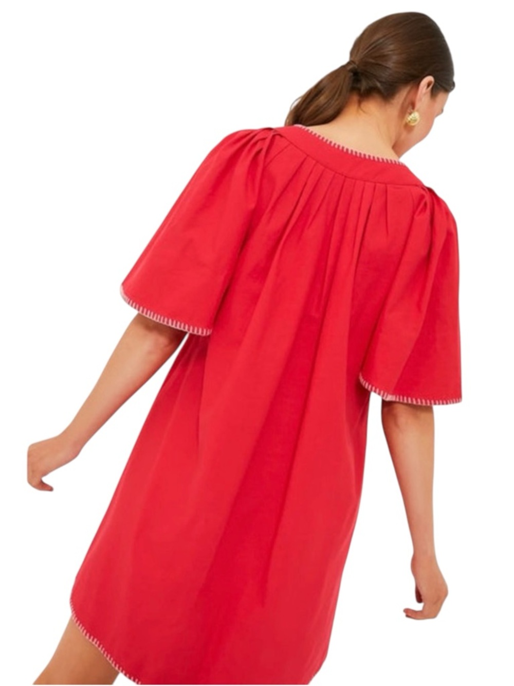 Magaschoni Poppy Stitch Finley Flutter Sleeve linen Dress size M - Picture 5 of 15
